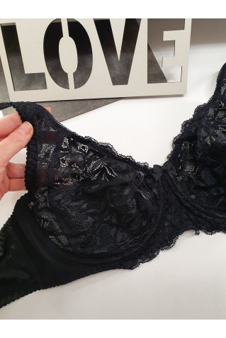 Мереживний бюстгальтер Anfen 408-10 на Е чашку чорний